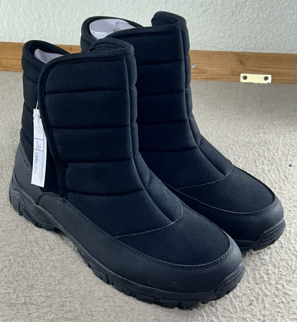 Lands’ End Expedition Men's Waterproof Puffer Black Snow Boots Size 10.5 W New